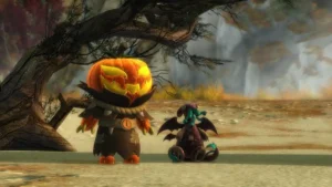Guild Wars 2 Halloween festival featuring Mad King Thorn, haunted decorations and seasonal activities.